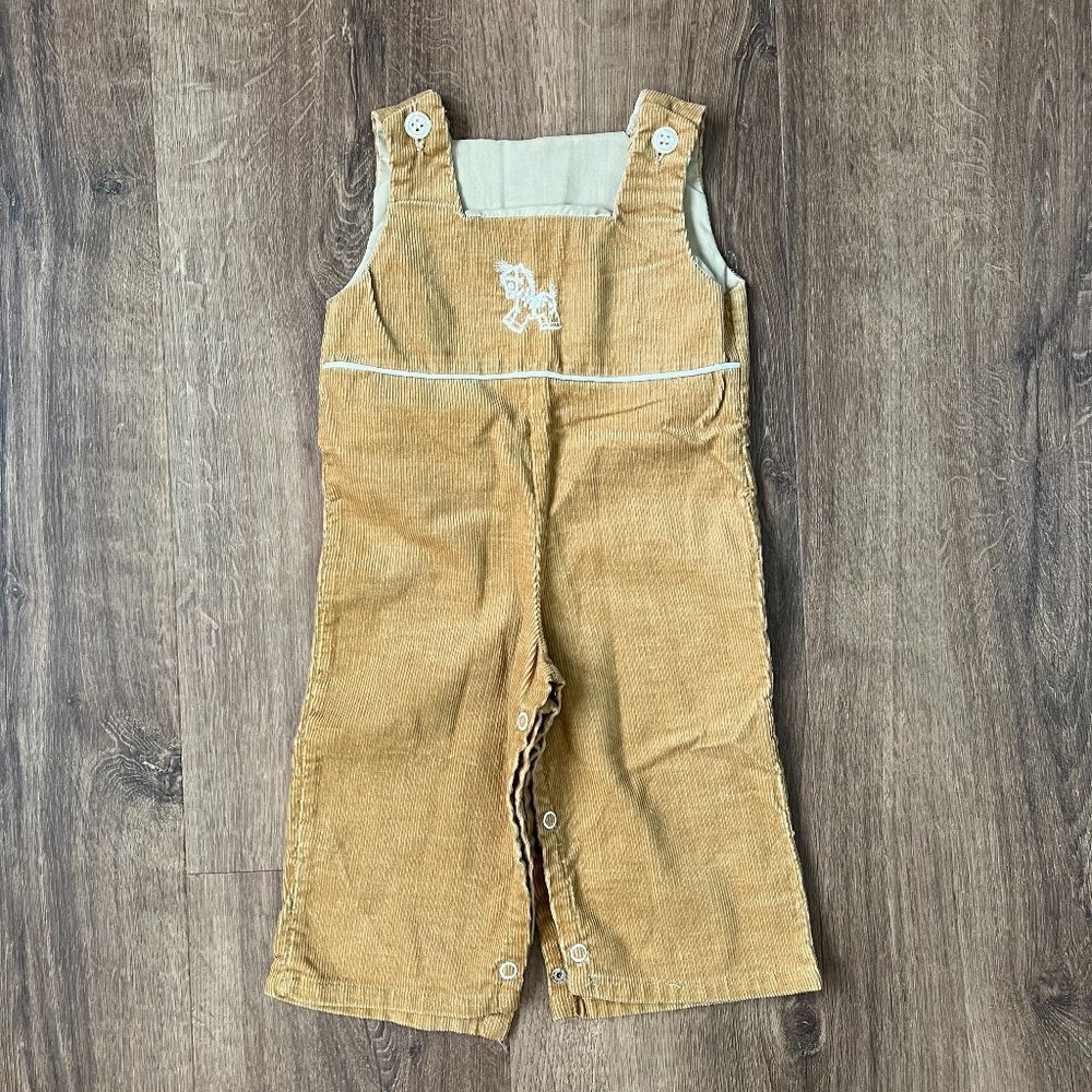 Vintage Stone Tan Corduroy Overalls Sz 9 M